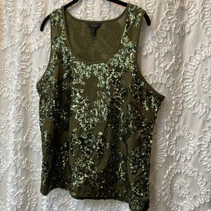J Crew army green sequin tank top/blouse size 14